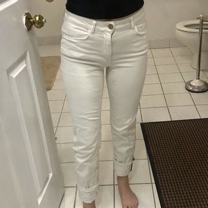 Zara white cropped jeans